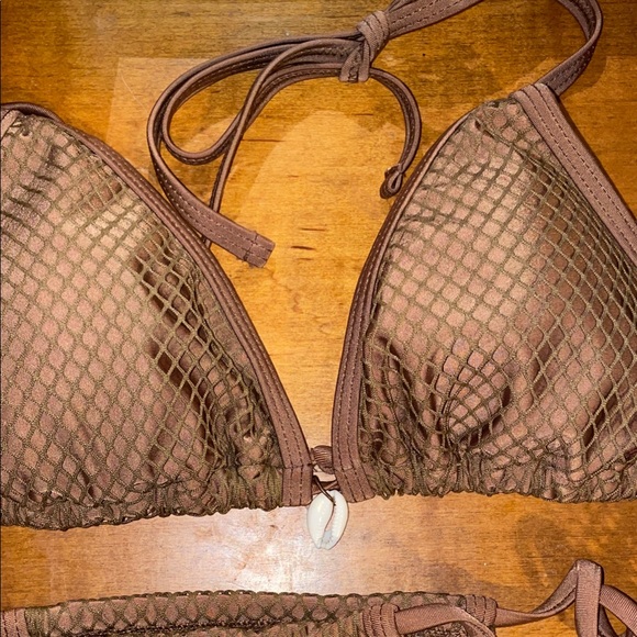 Brown Mesh Bikini Set - Picture 2 of 2